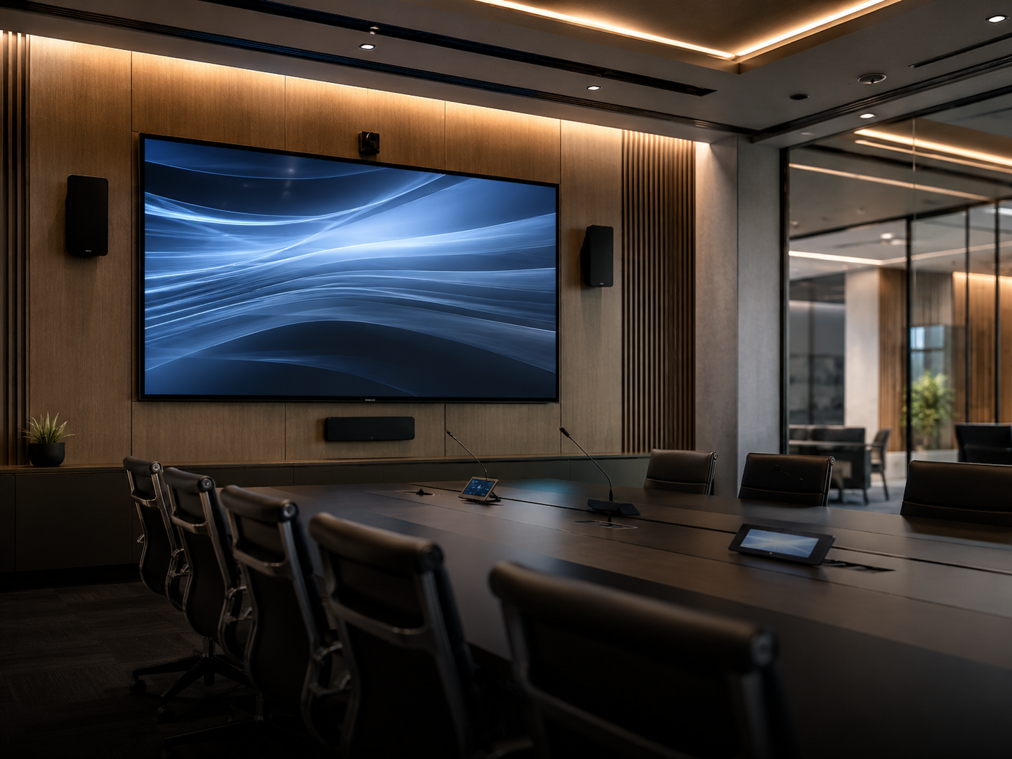 Instalacja audiowizualna w nowoczesnej sali konferencyjnej